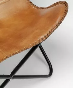 Kare Design California Nahkainen Lepakkotuoli, Nojatuoli, Ruskea -Huonekalu kauppa fotel brazowy skora naturalna 70x93 cm 6