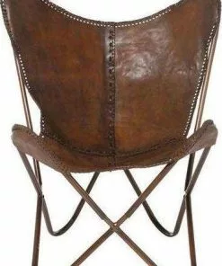 Kare Design Butterfly Nojatuoli, Ruskea -Huonekalu kauppa fotel butterfly brazowy 80x87cm skora naturalna 3