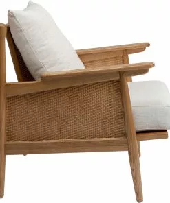 Kare Design Cane Tuoli Käsinojilla - Saarni Massiivipuuta, Kangasverhoilu -Huonekalu kauppa fotel cane 80x83 cm drewniany poduszki kremowe 3