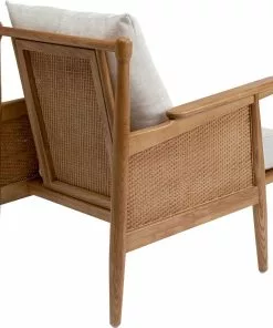 Kare Design Cane Tuoli Käsinojilla - Saarni Massiivipuuta, Kangasverhoilu -Huonekalu kauppa fotel cane 80x83 cm drewniany poduszki kremowe 4