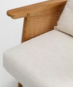 Kare Design Cane Tuoli Käsinojilla - Saarni Massiivipuuta, Kangasverhoilu -Huonekalu kauppa fotel cane 80x83 cm drewniany poduszki kremowe 7