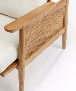 Kare Design Cane Tuoli Käsinojilla - Saarni Massiivipuuta, Kangasverhoilu -Huonekalu kauppa fotel cane 80x83 cm drewniany poduszki kremowe 8