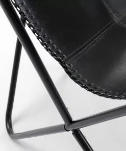 Kare Design California Nahkainen Lepakkotuoli, Nojatuoli, Musta -Huonekalu kauppa fotel czarny skora naturalna 70x93 cm 9