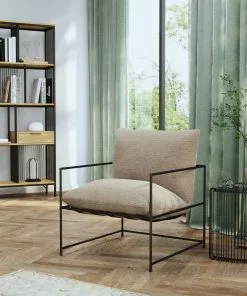 Kare Design Cuby Nojatuoli, Kermanvärinen -Huonekalu kauppa fotel do salonu kremowy rama czarna stalowa 71x85 cm 2