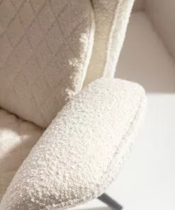 Kare Design Tudor Bouclé Nojatuoli, Kermanvärinen -Huonekalu kauppa fotel do salonu uszak tkanina boucle kremowa nogi czarne drewniane 10