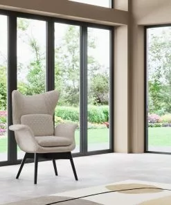 Kare Design Tudor Bouclé Nojatuoli, Kermanvärinen -Huonekalu kauppa fotel do salonu uszak tkanina boucle kremowa nogi czarne drewniane 14 scaled