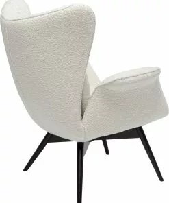 Kare Design Tudor Bouclé Nojatuoli, Kermanvärinen -Huonekalu kauppa fotel do salonu uszak tkanina boucle kremowa nogi czarne drewniane 4