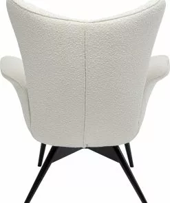 Kare Design Tudor Bouclé Nojatuoli, Kermanvärinen -Huonekalu kauppa fotel do salonu uszak tkanina boucle kremowa nogi czarne drewniane 5