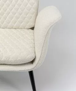 Kare Design Tudor Bouclé Nojatuoli, Kermanvärinen -Huonekalu kauppa fotel do salonu uszak tkanina boucle kremowa nogi czarne drewniane 6