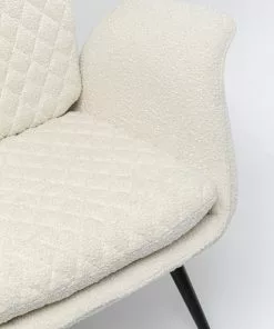 Kare Design Tudor Bouclé Nojatuoli, Kermanvärinen -Huonekalu kauppa fotel do salonu uszak tkanina boucle kremowa nogi czarne drewniane 7