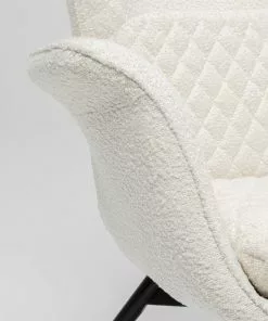 Kare Design Tudor Bouclé Nojatuoli, Kermanvärinen -Huonekalu kauppa fotel do salonu uszak tkanina boucle kremowa nogi czarne drewniane 8