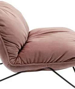 Kare Design Port Pino Nojatuoli, Roosa -Huonekalu kauppa fotel do salonu welurowy rozowy nogi metalowe czarne 2