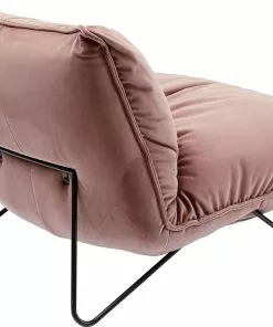 Kare Design Port Pino Nojatuoli, Roosa -Huonekalu kauppa fotel do salonu welurowy rozowy nogi metalowe czarne 4