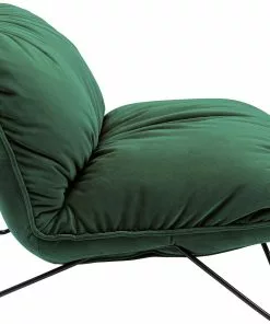 Kare Design Port Pino Nojatuoli, Vihreä -Huonekalu kauppa fotel do salonu welurowy zielony nogi metalowe czarne 3