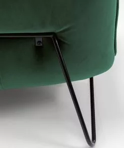 Kare Design Port Pino Nojatuoli, Vihreä -Huonekalu kauppa fotel do salonu welurowy zielony nogi metalowe czarne 8