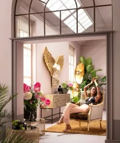 Kare Design Regency Leo Nojatuoli - Leopardikuvio, Kulta -Huonekalu kauppa fotel glamour do salonu panterka rama zlota 70x98 cm 14