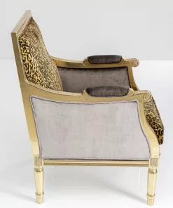 Kare Design Regency Leo Nojatuoli - Leopardikuvio, Kulta -Huonekalu kauppa fotel glamour do salonu panterka rama zlota 70x98 cm 3