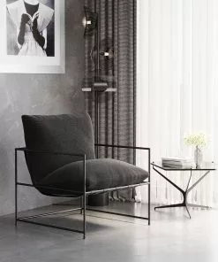 Kare Design Cuby Nojatuoli, Harmaa -Huonekalu kauppa fotel loft tapicerka szara nogi stalowe czarne 71x85 cm 6