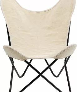 Kare Design California Lepakkotuoli, Nojatuoli, Kermanvärinen -Huonekalu kauppa fotel motyl kremowy z czarnymi stalowymi nogami 70x93 cm 2
