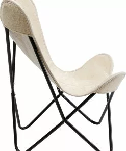 Kare Design California Lepakkotuoli, Nojatuoli, Kermanvärinen -Huonekalu kauppa fotel motyl kremowy z czarnymi stalowymi nogami 70x93 cm 3