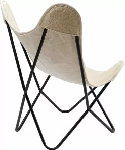 Kare Design California Lepakkotuoli, Nojatuoli, Kermanvärinen -Huonekalu kauppa fotel motyl kremowy z czarnymi stalowymi nogami 70x93 cm 4