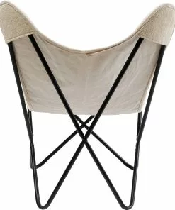 Kare Design California Lepakkotuoli, Nojatuoli, Kermanvärinen -Huonekalu kauppa fotel motyl kremowy z czarnymi stalowymi nogami 70x93 cm 5