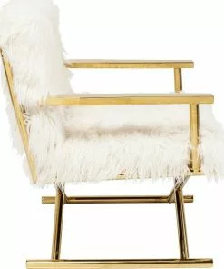 Kare Design Mr. Fluffy Nojatuoli -Huonekalu kauppa fotel mr fluffy 68x87 cm bialo zloty 3