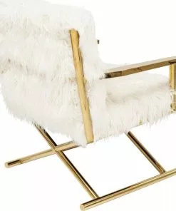 Kare Design Mr. Fluffy Nojatuoli -Huonekalu kauppa fotel mr fluffy 68x87 cm bialo zloty 4