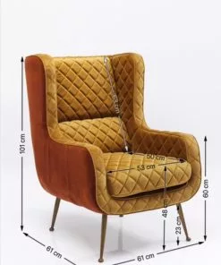 Kare Design Nonna Nojatuoli -Huonekalu kauppa fotel nonna 71x97 cm musztardowy 7