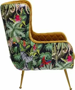 Kare Design Nonna Jungle Nojatuoli -Huonekalu kauppa fotel nonna jungle 75x102 cm kolorowy siedzisko musztardowe 3