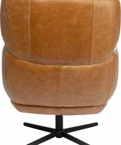 Kare Design Ottawa Kääntyvä Nojatuoli -Huonekalu kauppa fotel obrotowy brazowy skora semianilinowa podstawa czarna stalowa 75x97 cm 5