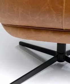 Kare Design Ottawa Kääntyvä Nojatuoli -Huonekalu kauppa fotel obrotowy brazowy skora semianilinowa podstawa czarna stalowa 75x97 cm 6