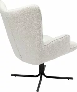 Kare Design Oscar Boucle Kääntyvä Nojatuoli, Kermanvärinen -Huonekalu kauppa fotel obrotowy do salonu tkanina boucle kremowa nogi czarne 4