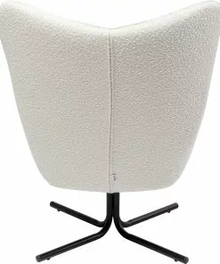 Kare Design Oscar Boucle Kääntyvä Nojatuoli, Kermanvärinen -Huonekalu kauppa fotel obrotowy do salonu tkanina boucle kremowa nogi czarne 5