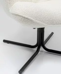 Kare Design Oscar Boucle Kääntyvä Nojatuoli, Kermanvärinen -Huonekalu kauppa fotel obrotowy do salonu tkanina boucle kremowa nogi czarne 9