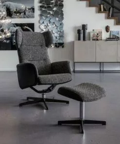 Kare Design Ohio Salt And Pepper Pyörivä Nojatuoli Rahilla -Huonekalu kauppa fotel obrotowy i stolek ohio 71x106 cm szary 11