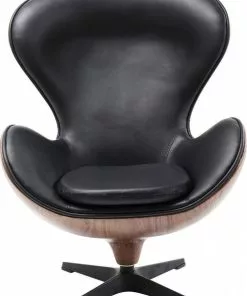 Kare Design Lounge Kääntyvä Nojatuoli, Musta/pähkinä