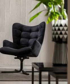 Kare Design Oscar Kääntyvä Nojatuoli - Samettia, Musta