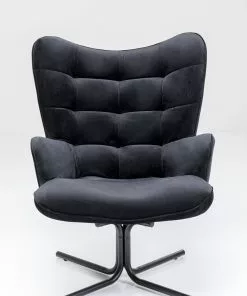 Kare Design Oscar Kääntyvä Nojatuoli - Samettia, Musta -Huonekalu kauppa fotel obrotowy oscar velvet 82x95 cm czarny 2