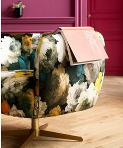 Kare Design Peony Flower Kääntyvä Nojatuoli, Keltainen -Huonekalu kauppa fotel obrotowy peony yellow 81x70 cm 13