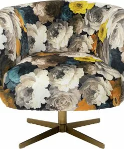 Kare Design Peony Flower Kääntyvä Nojatuoli, Keltainen -Huonekalu kauppa fotel obrotowy peony yellow 81x70 cm 2