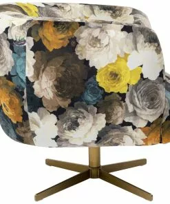 Kare Design Peony Flower Kääntyvä Nojatuoli, Keltainen -Huonekalu kauppa fotel obrotowy peony yellow 81x70 cm 3