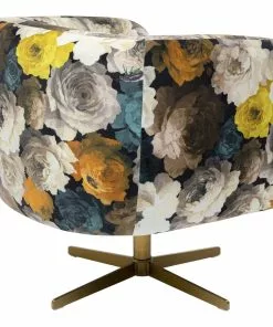 Kare Design Peony Flower Kääntyvä Nojatuoli, Keltainen -Huonekalu kauppa fotel obrotowy peony yellow 81x70 cm 4