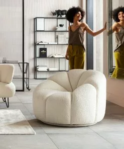 Kare Design Peppo Lounge Pyörivä Nojatuoli, Valkoinen