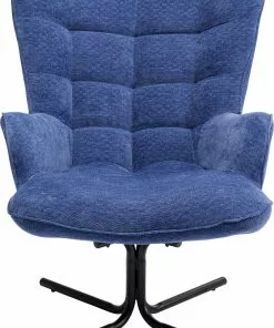 Kare Design Oscar Denim Kääntyvä Nojatuoli, Farkkusininen -Huonekalu kauppa fotel obrotowy pikowany tapicerowany uszak niebieski 82x95 cm 2
