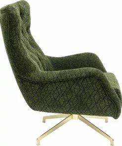 Kare Design Bellini Pyörivä Nojatuoli, Vihreä -Huonekalu kauppa fotel obrotowy pikowany zielony nogi zlote 80x90 cm 3