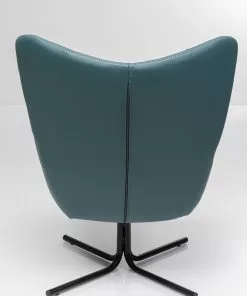 Kare Design Oscar Pyörivä Nojatuoli - Nahkaa, Sininen -Huonekalu kauppa fotel obrotowy uszak skora naturalna niebieska 82x95 cm 6