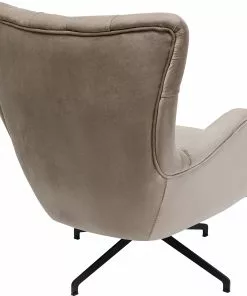 Kare Design Bellissima Pyörivä Nojatuoli - Samettia, Beige -Huonekalu kauppa fotel obrotowy welurowy pikowany bezowy nogi czarne 78x93 cm 4