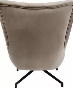 Kare Design Bellissima Pyörivä Nojatuoli - Samettia, Beige -Huonekalu kauppa fotel obrotowy welurowy pikowany bezowy nogi czarne 78x93 cm 5