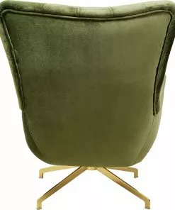 Kare Design Bellissima Pyörivä Nojatuoli - Samettia, Vihreä -Huonekalu kauppa fotel obrotowy welurowy pikowany zielony nogi zlote 78x93 cm 5